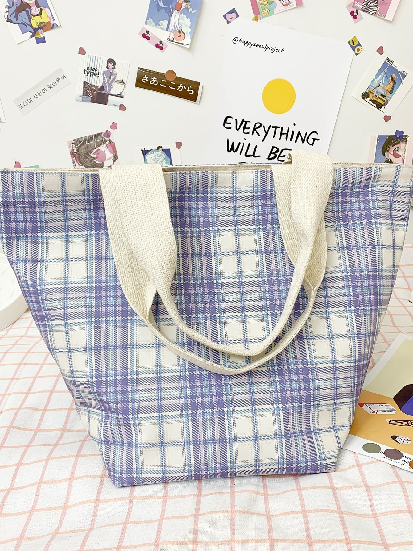 Plaid Pattern Tote Bag