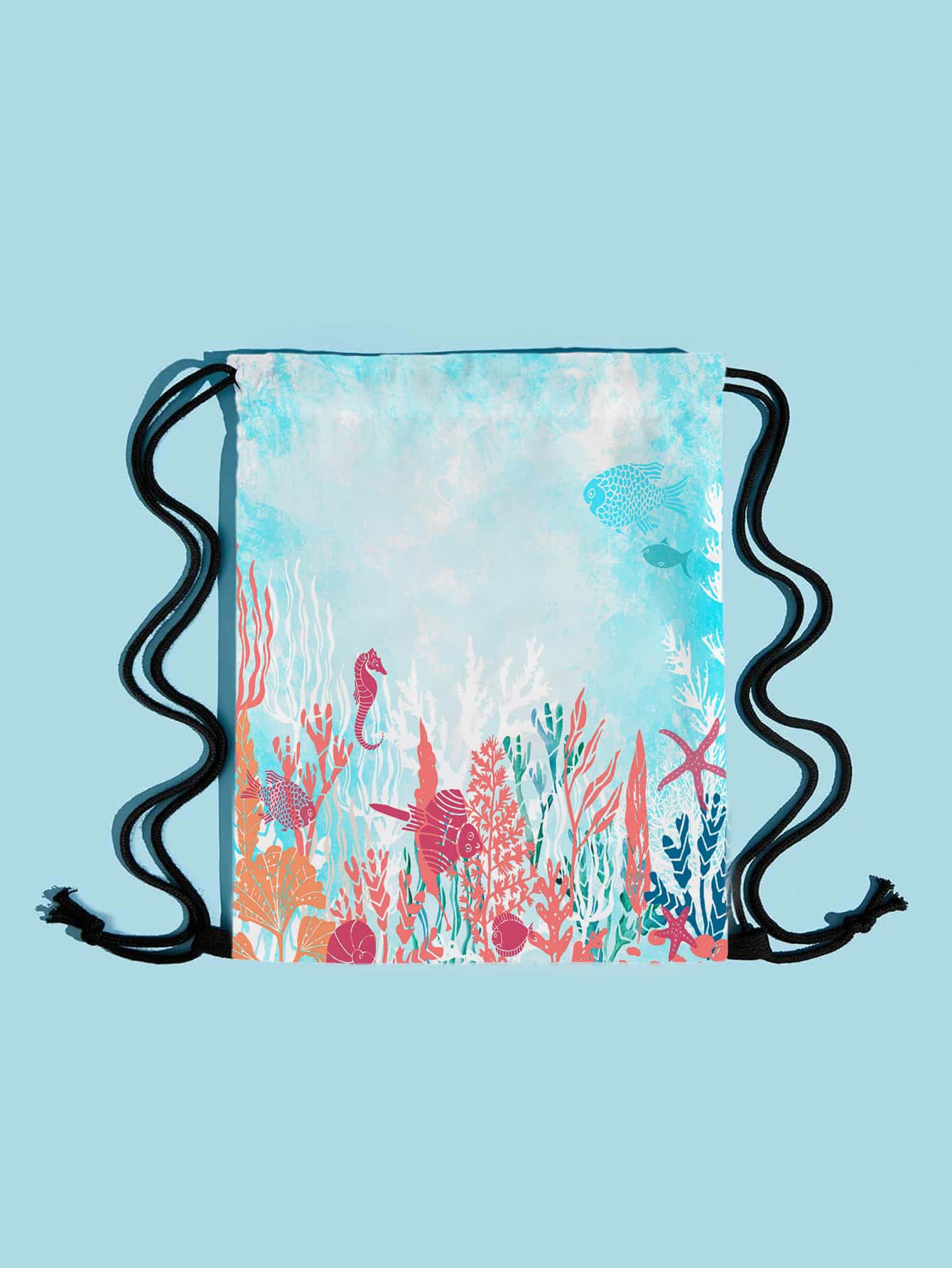 Sea Life Graphic Drawstring Backpack