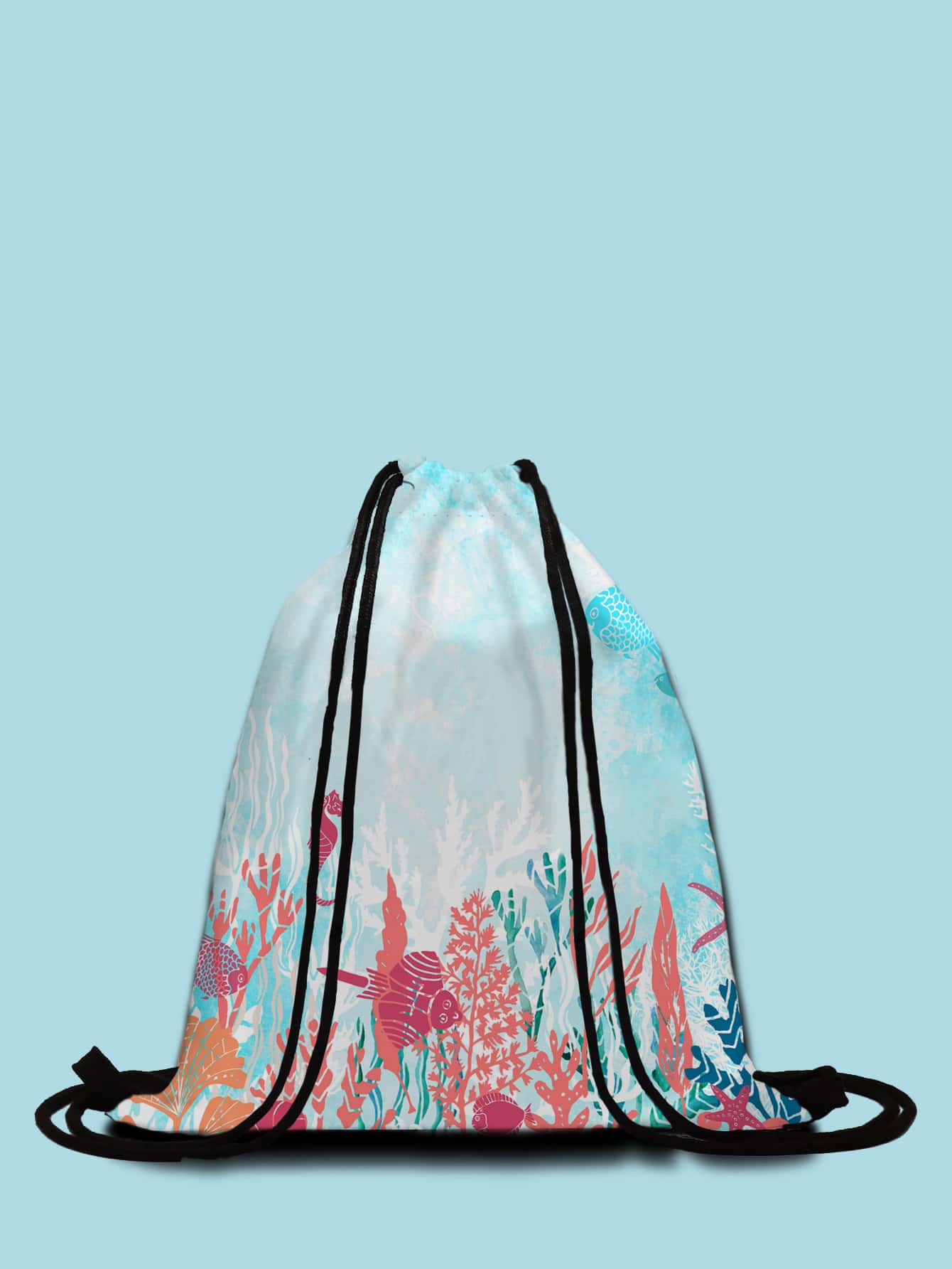 Sea Life Graphic Drawstring Backpack