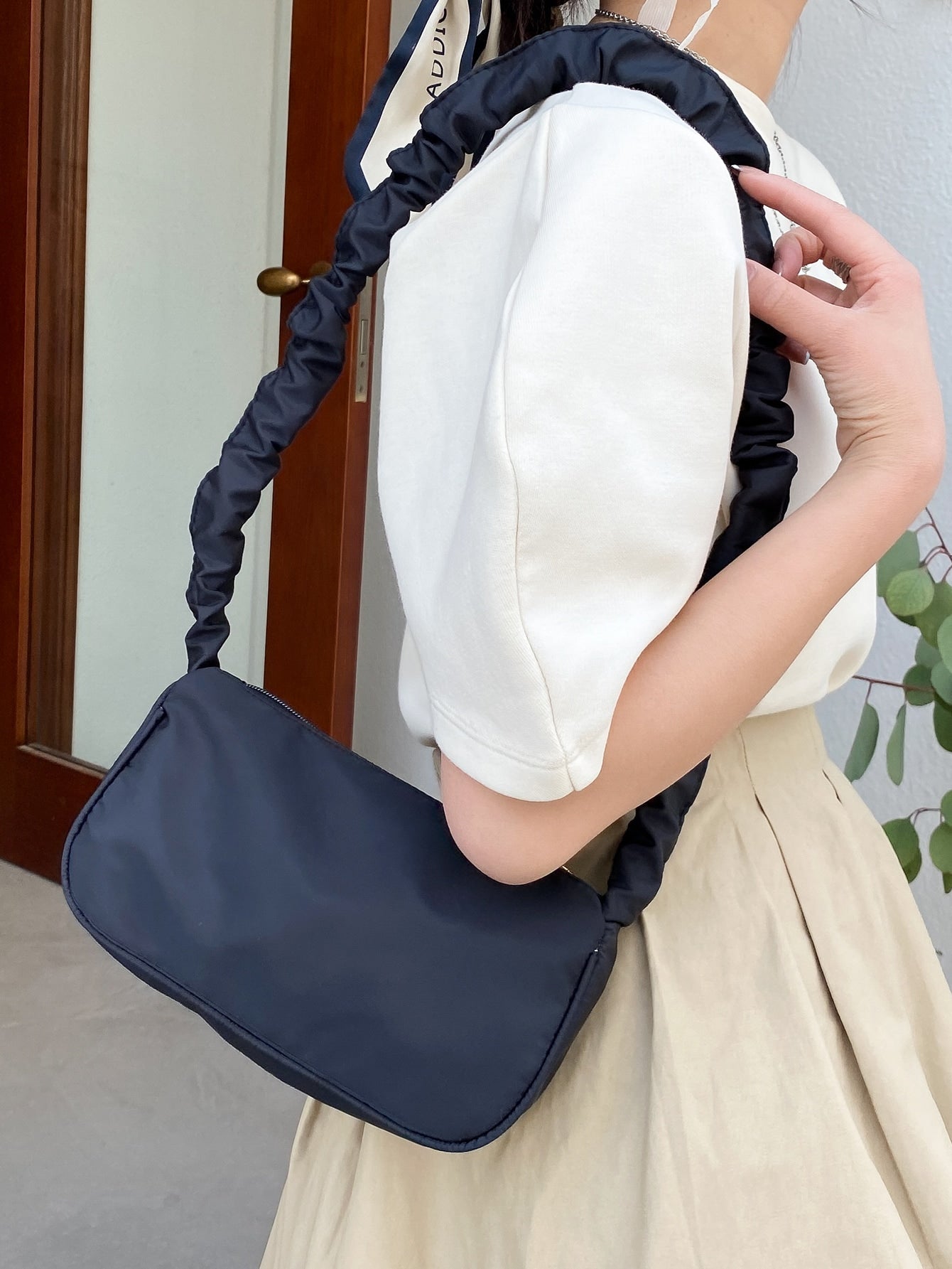 Ruched Handle Shoulder Bag