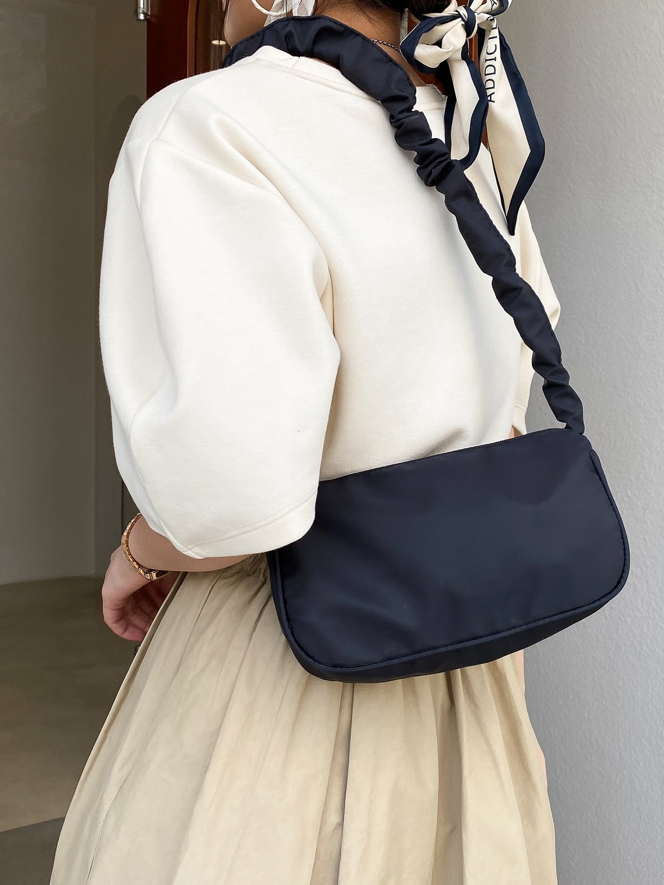 Ruched Handle Shoulder Bag