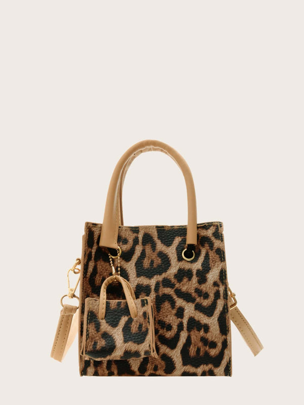 2pcs Mini Leopard Satchel Bag Set