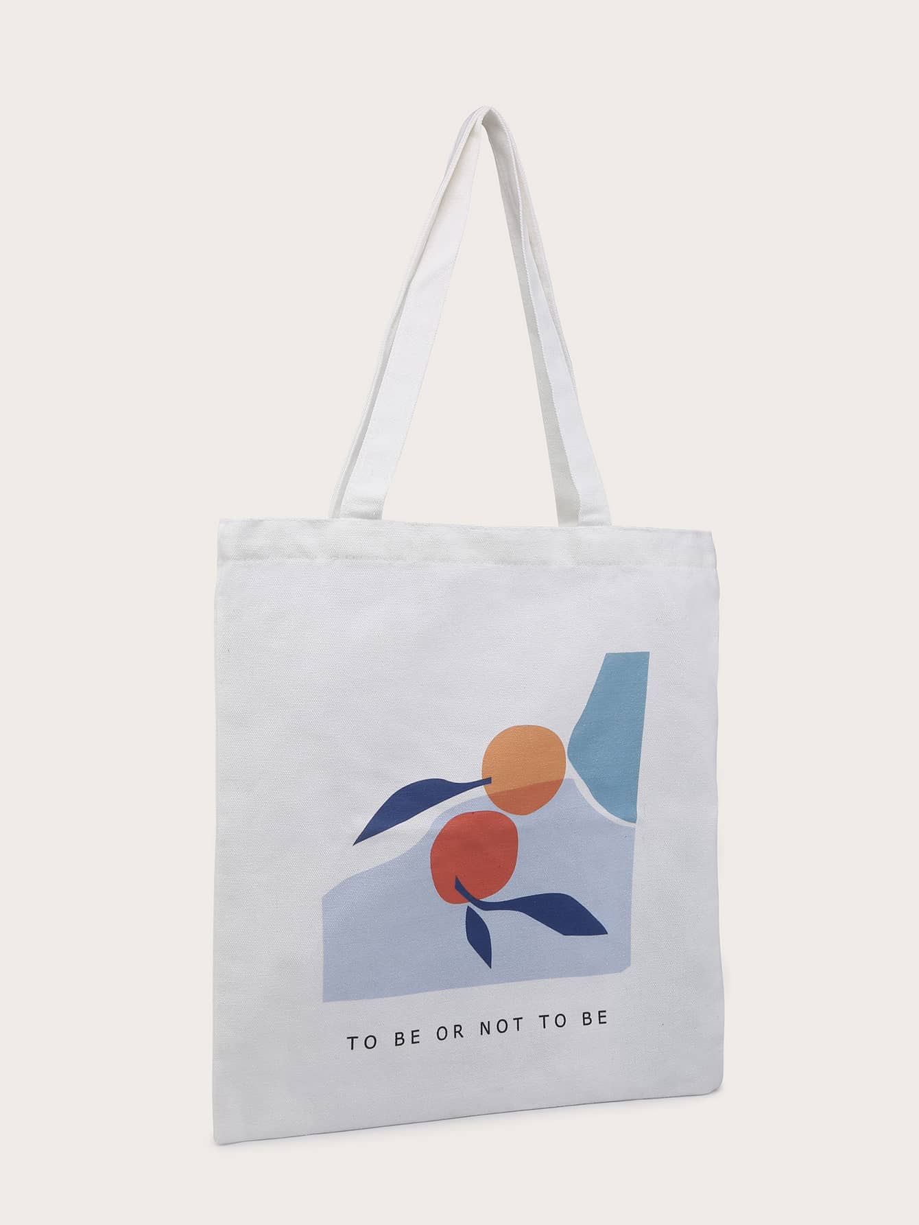 Fruit & Letter Graphic Canvas Shopper Bag