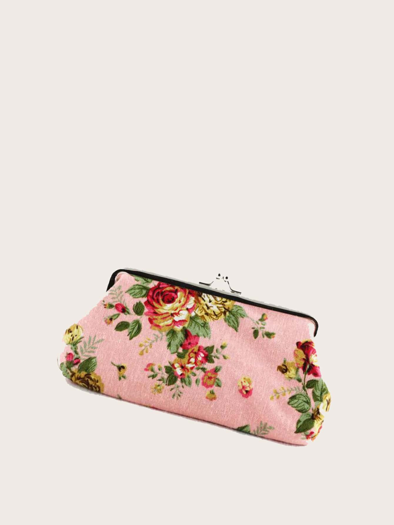 Floral Graphic Kiss Lock Purse