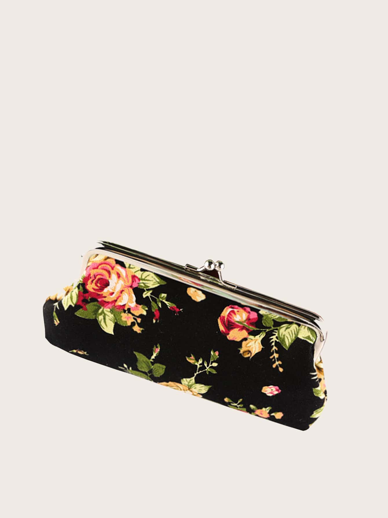 Floral Graphic Kiss Lock Purse