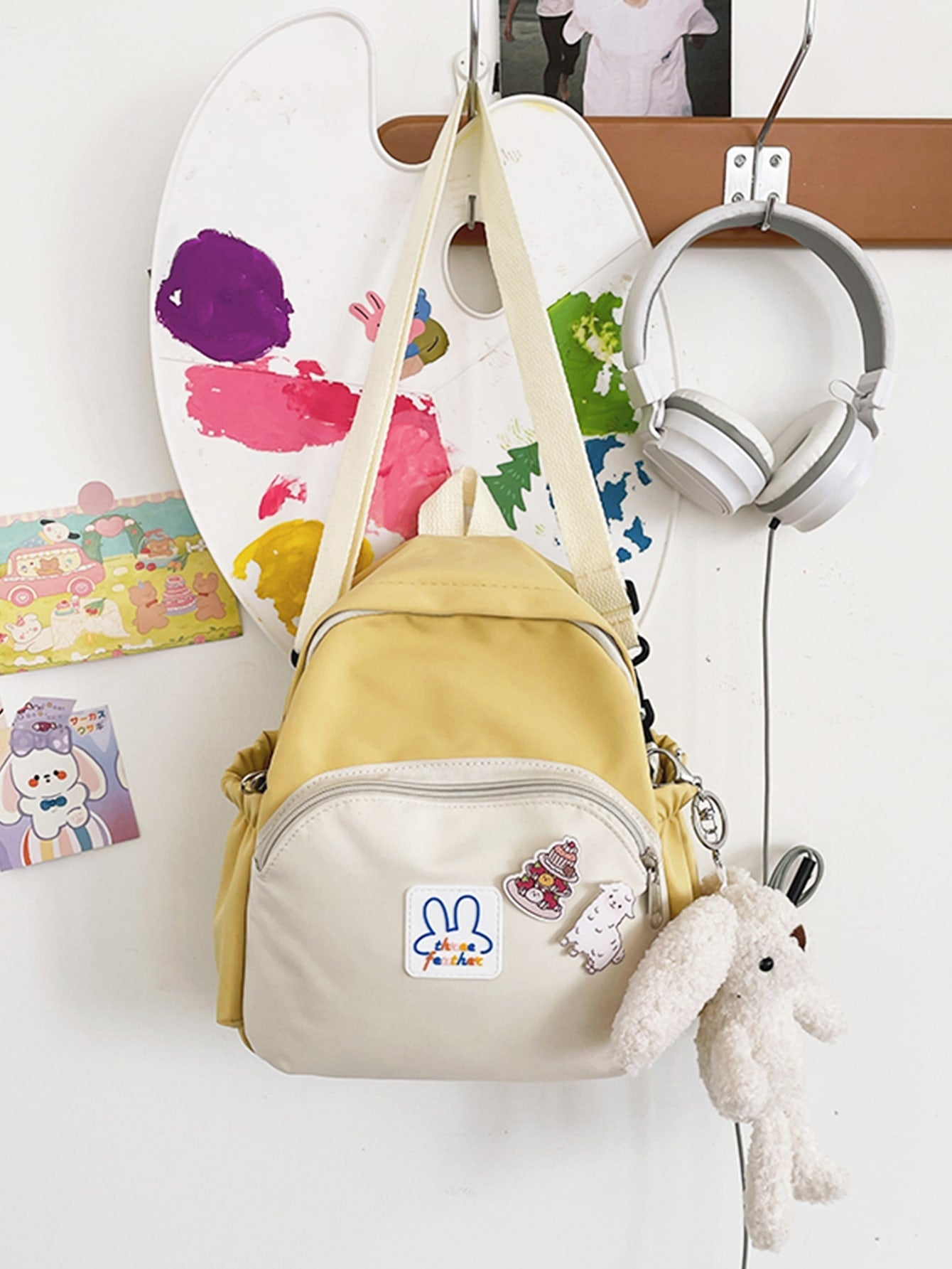 Cartoon Appliques Two Tone Backpack