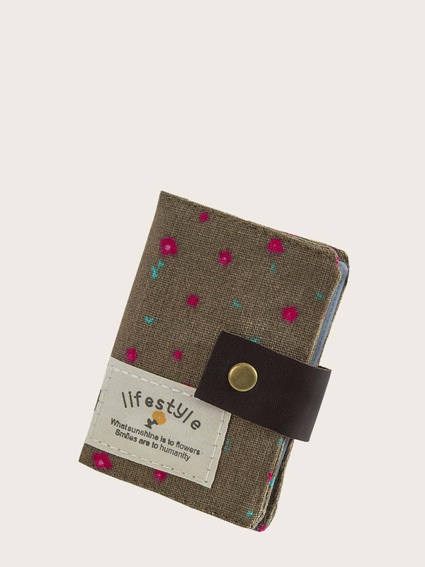 Floral Graphic Snap Button Card Holder