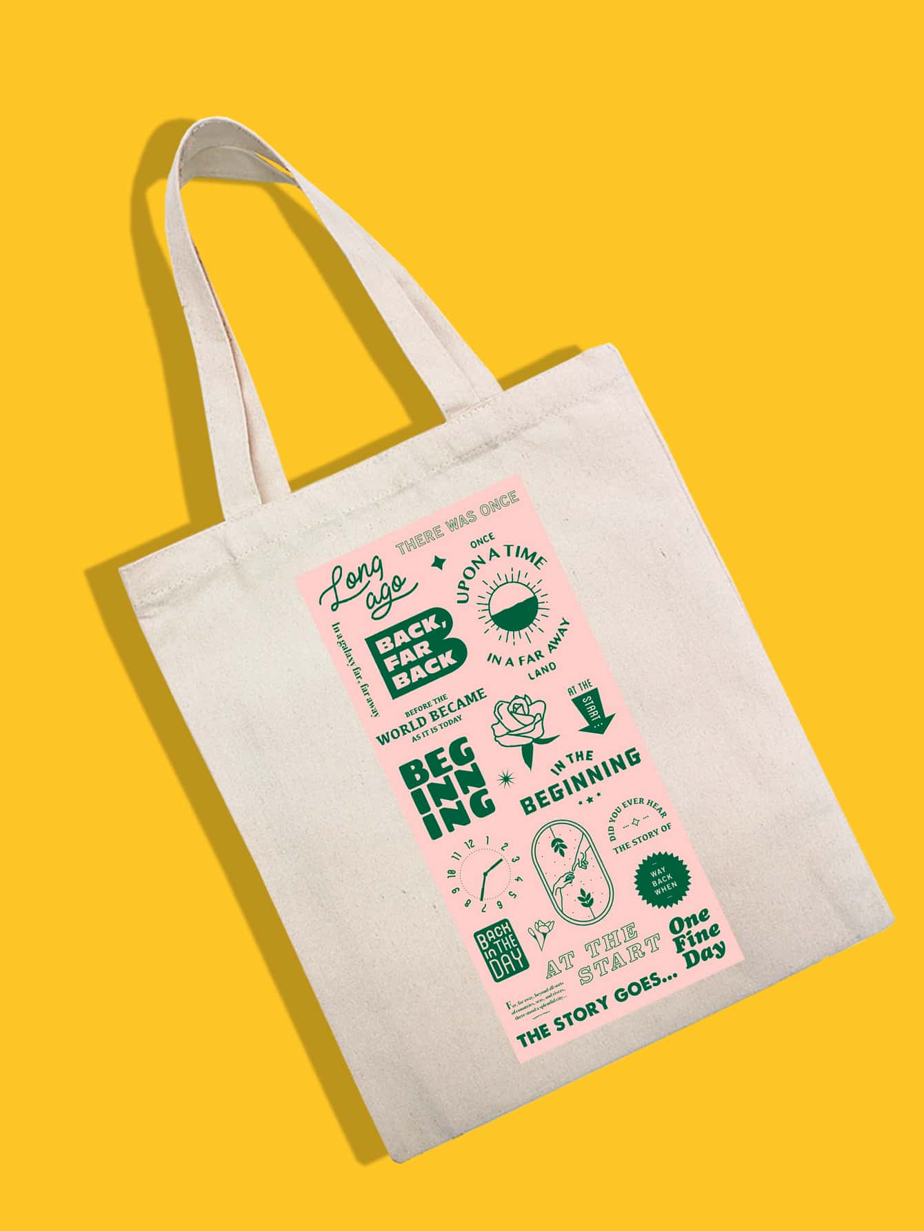 Letter & Floral Graphic Shopper Bag