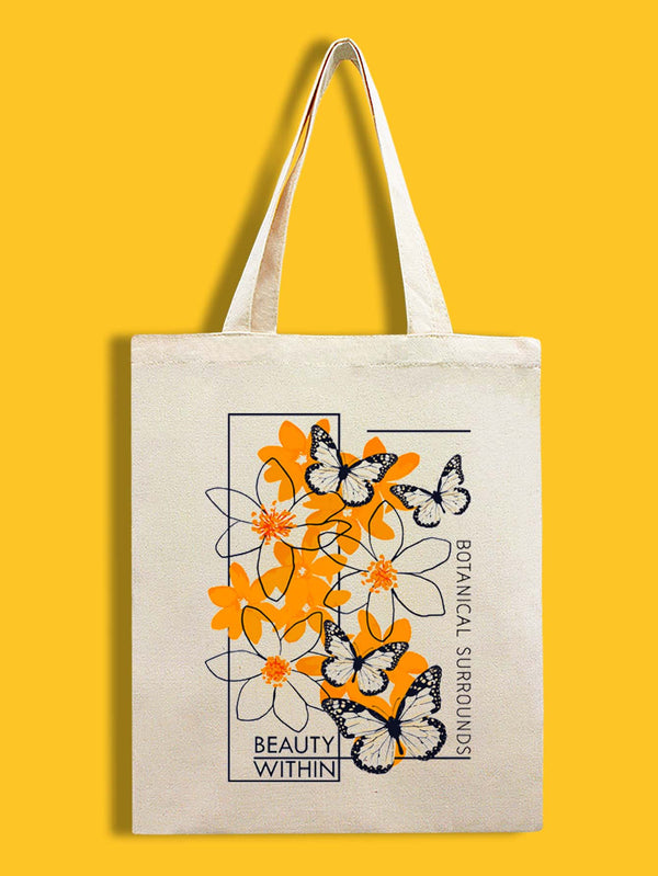 Butterfly & Floral Graphic Shopper Bag