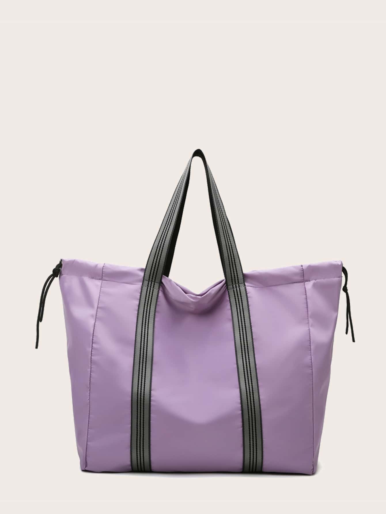 Two Tone Drawstring Shoulder Tote Bag