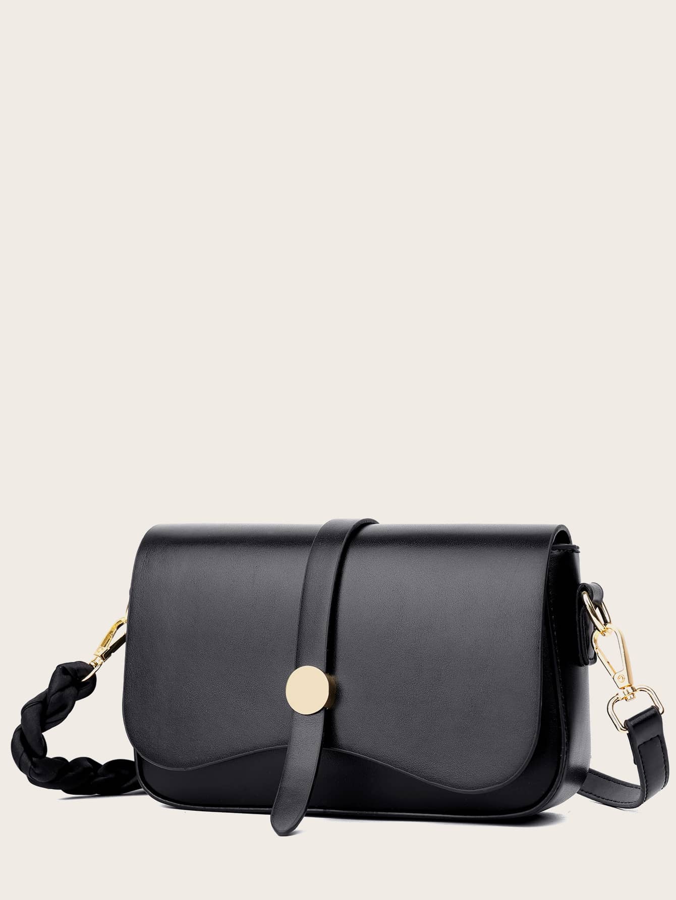 Snap Button Flap Crossbody Bag