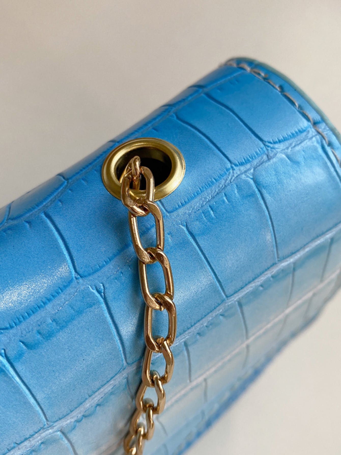 Croc Embossed Chain Shoulder Bag