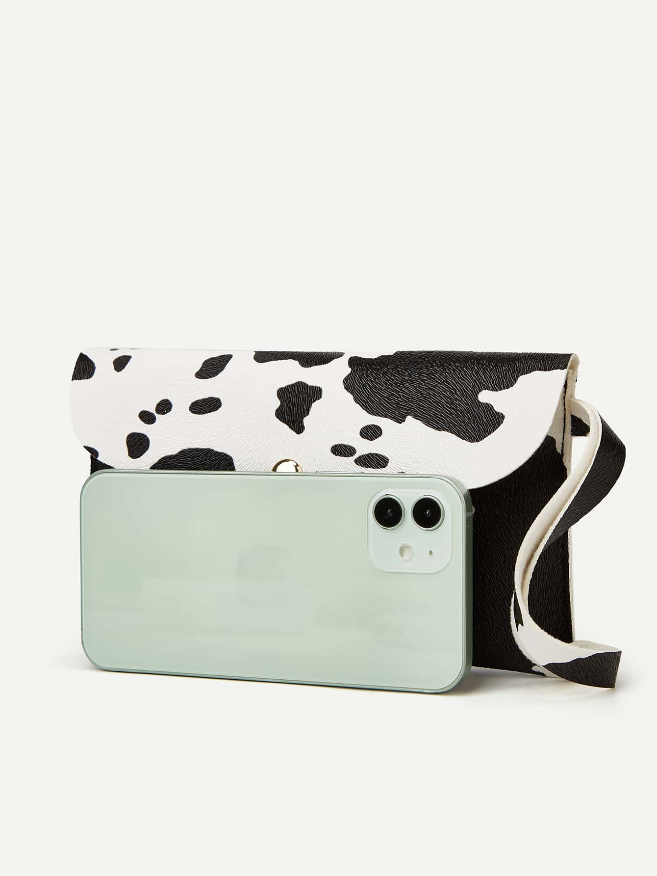 Cow Pattern Flap Clutch Bag