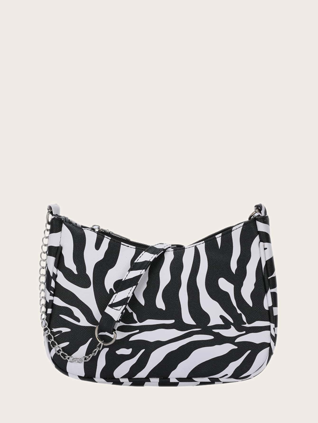 Leopard Graphic Chain Shoulder Bag