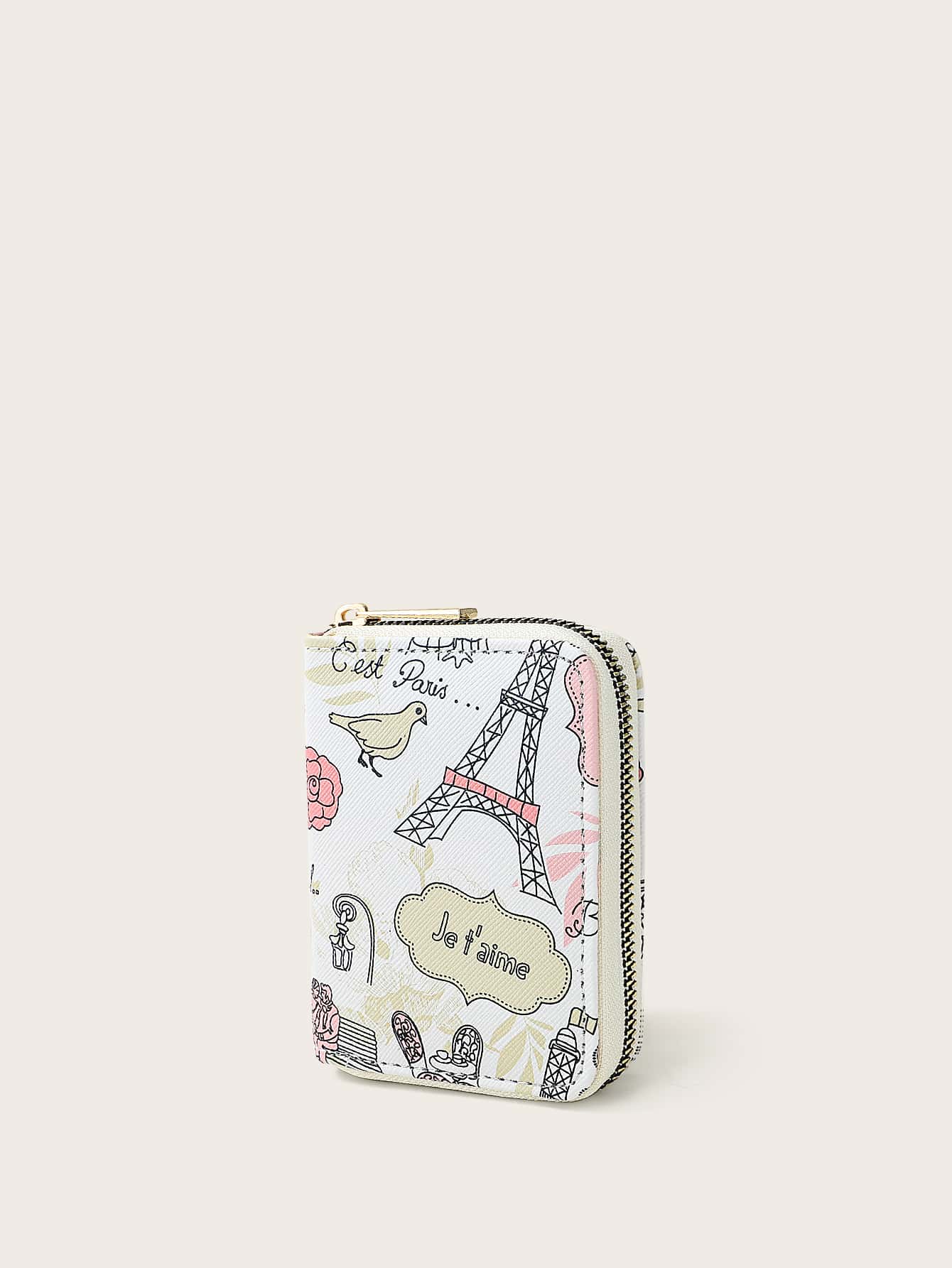 Cartoon Graphic Zip Around Card Holder