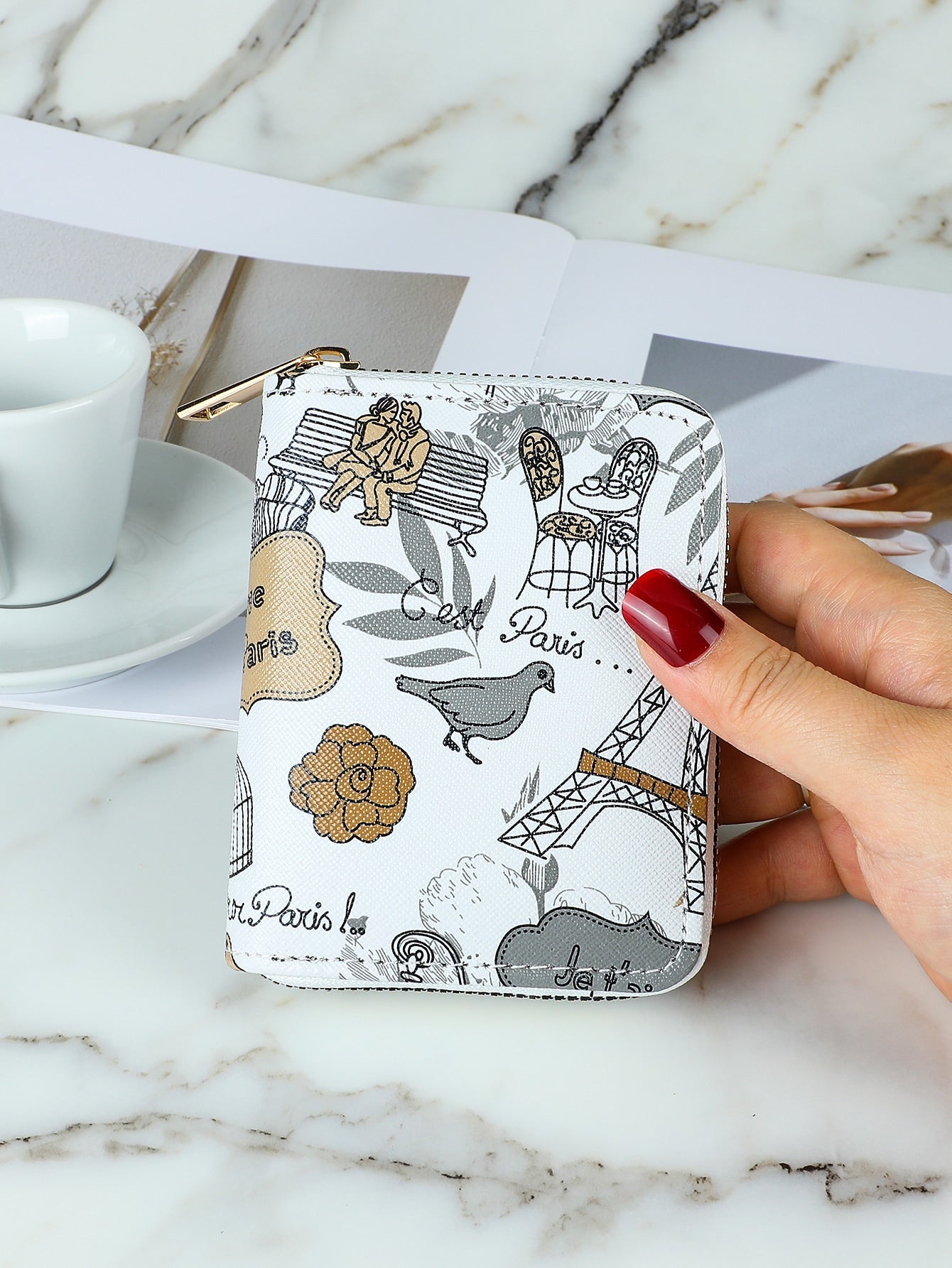 Cartoon Graphic Zip Around Card Holder