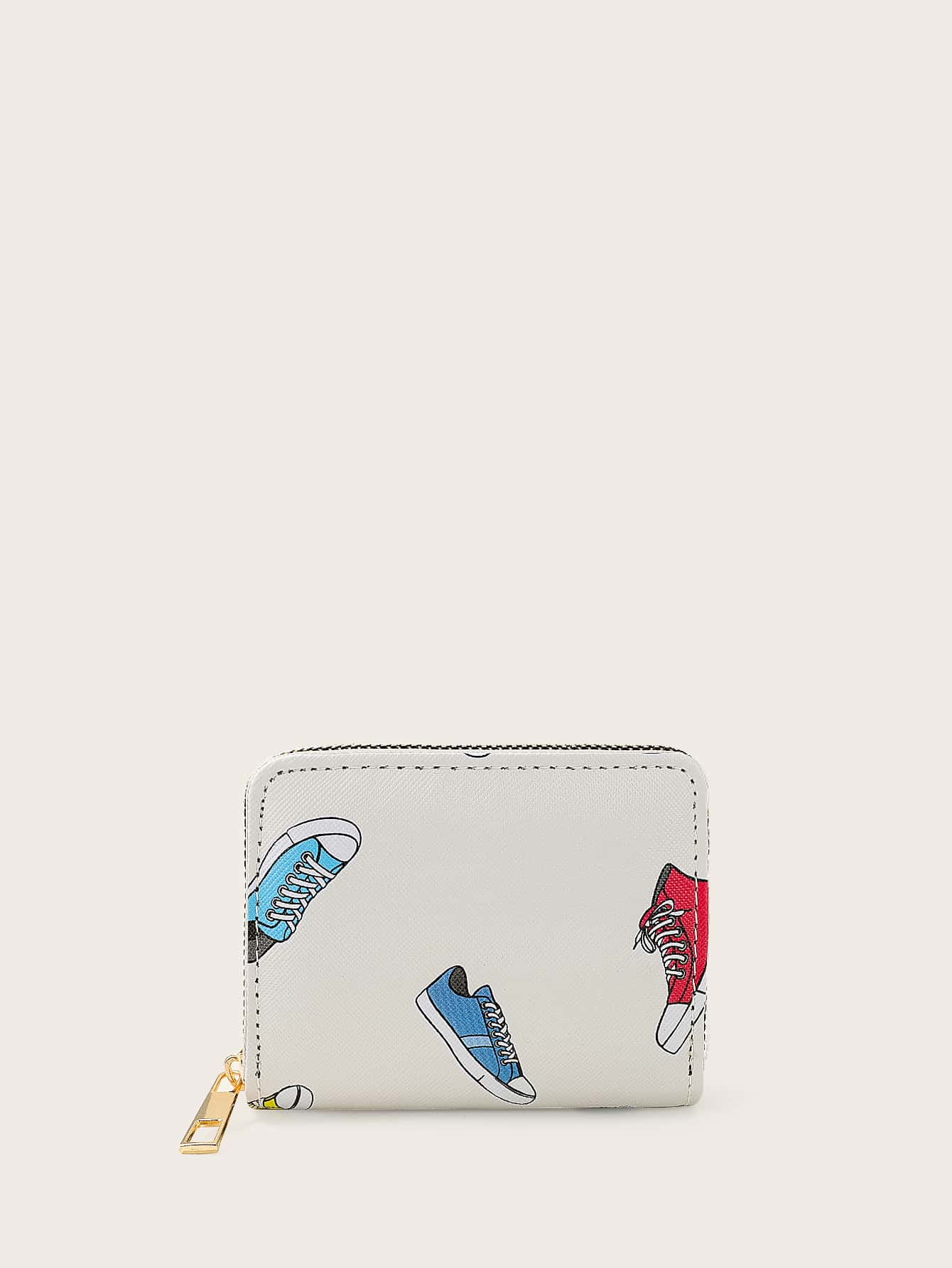 Shoe Pattern Zip Around Card Holder