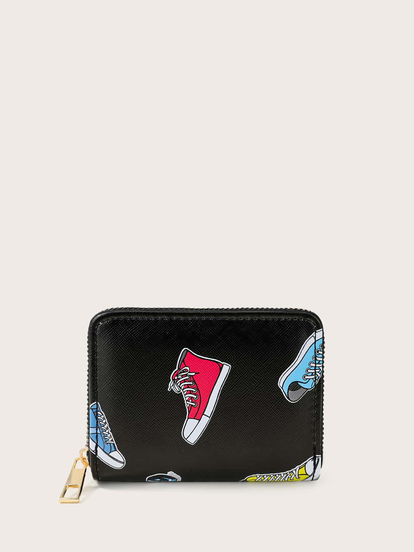 Shoe Pattern Zip Around Card Holder