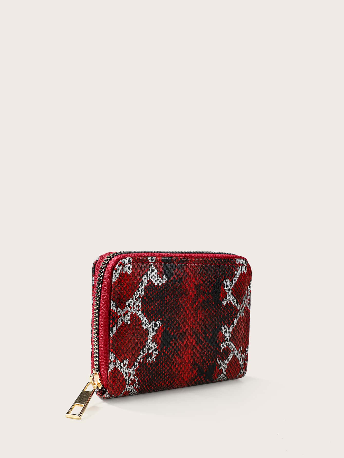 Snakeskin Print Zip Around Card Holder