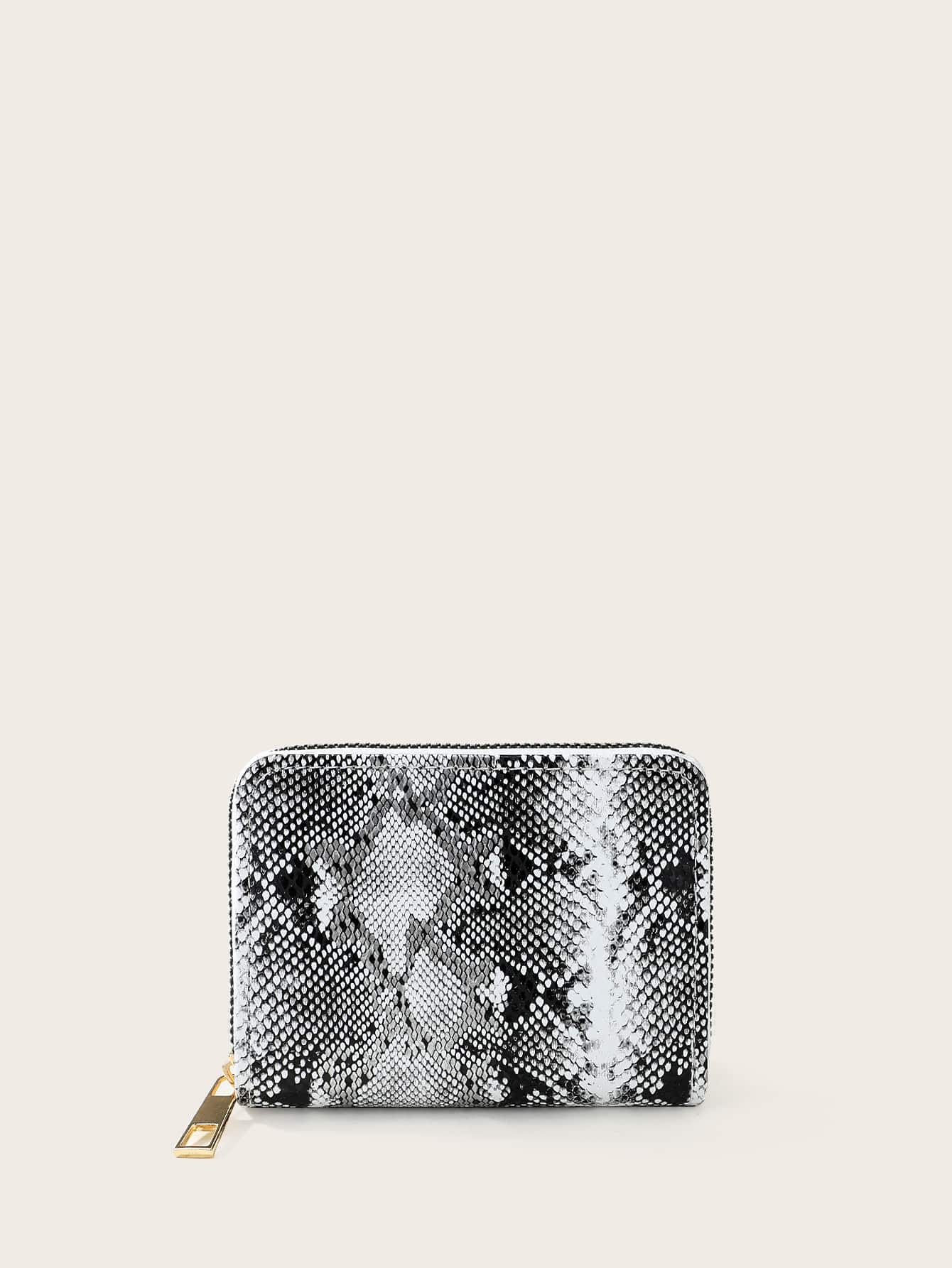 Snakeskin Print Zip Around Card Holder