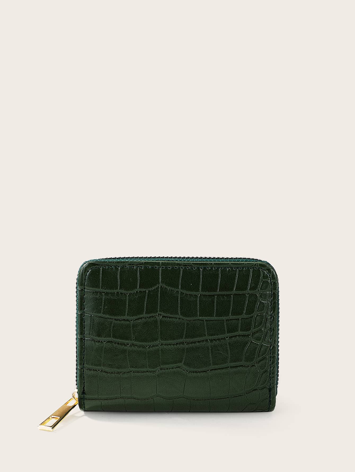 Croc Embossed Zip Around Card Holder