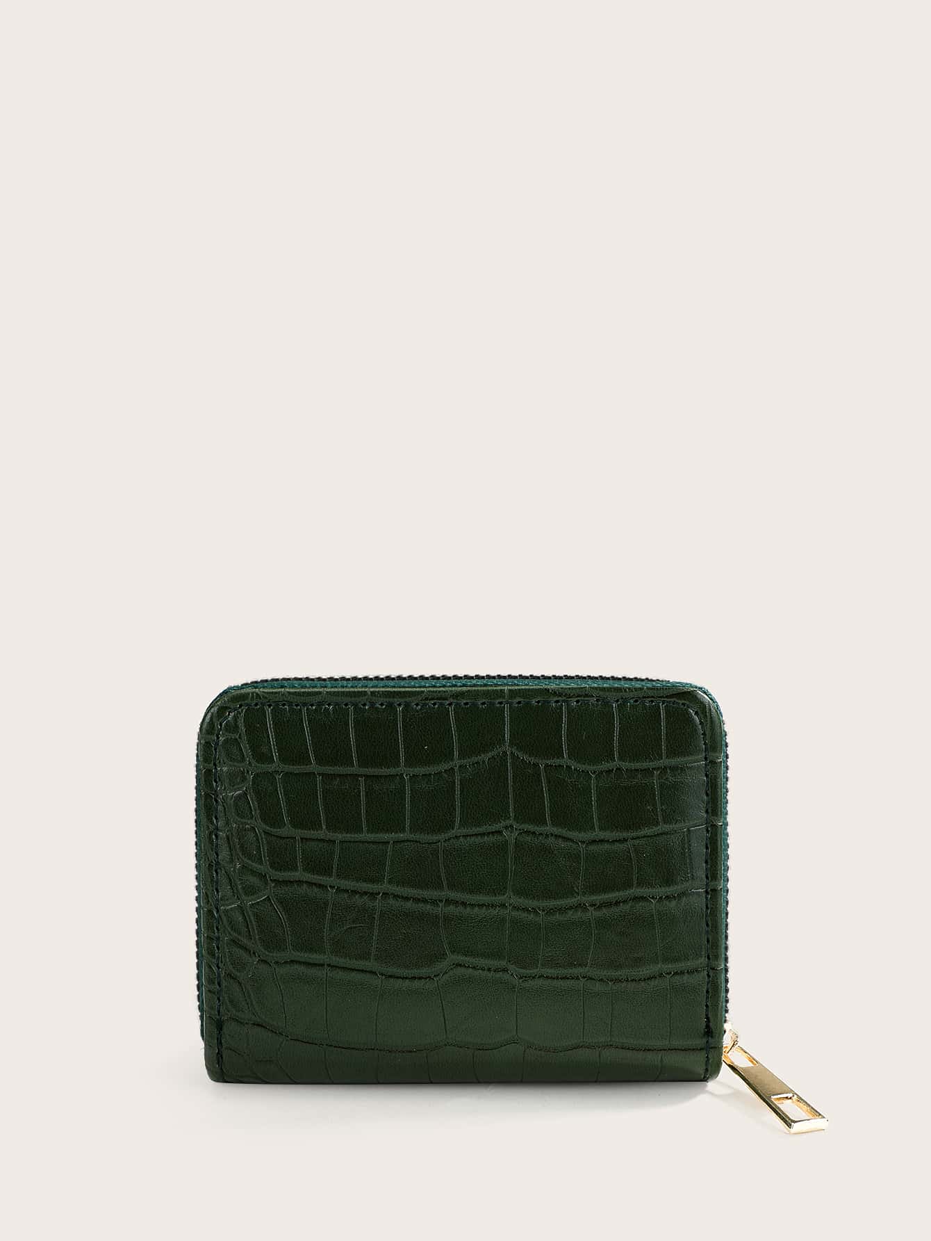 Croc Embossed Zip Around Card Holder