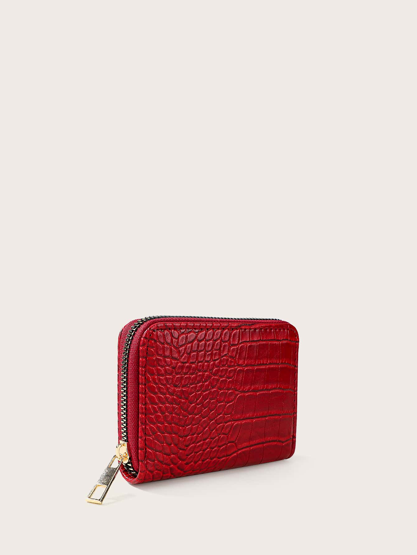 Croc Embossed Zip Around Card Holder