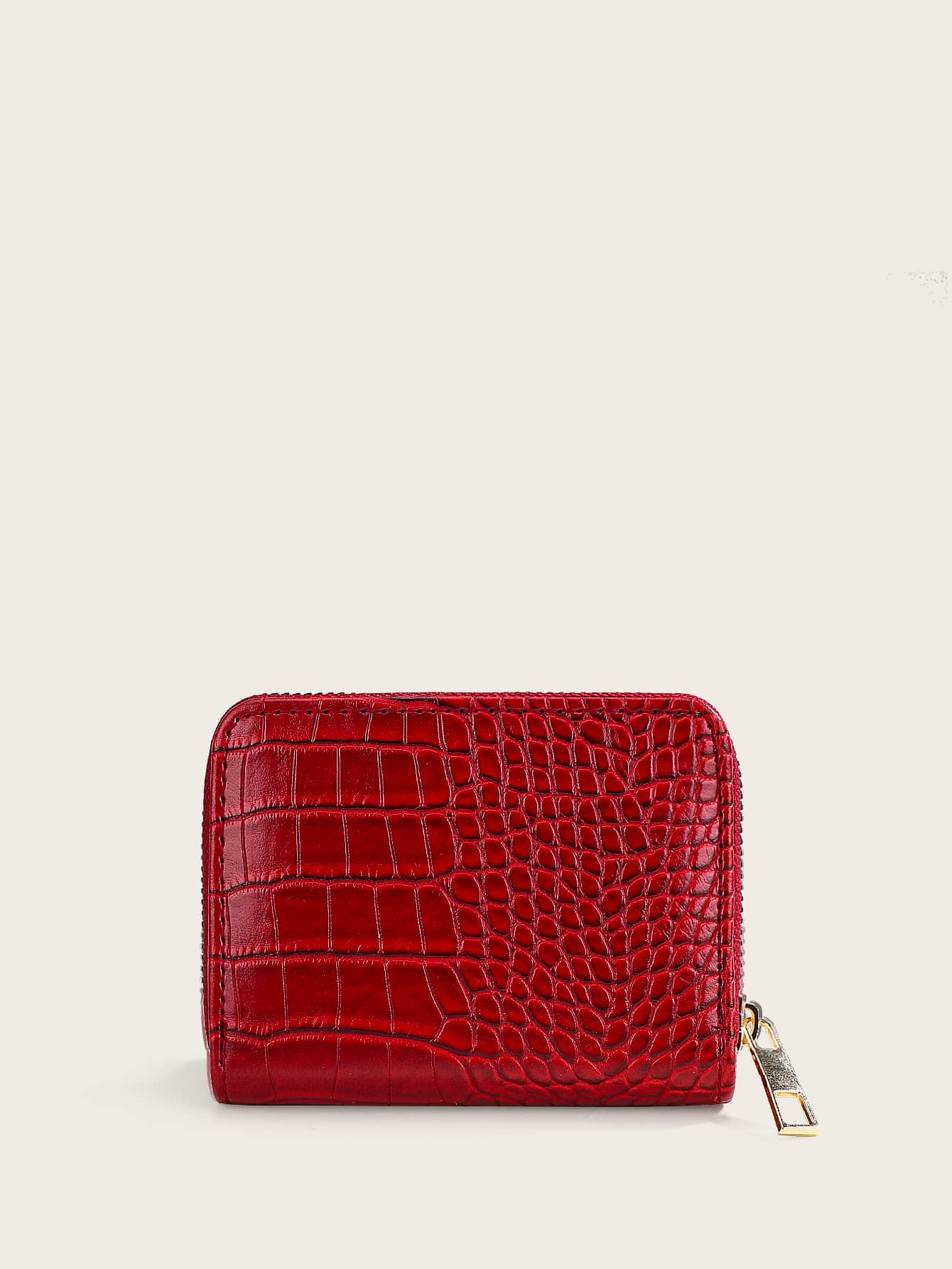 Croc Embossed Zip Around Card Holder