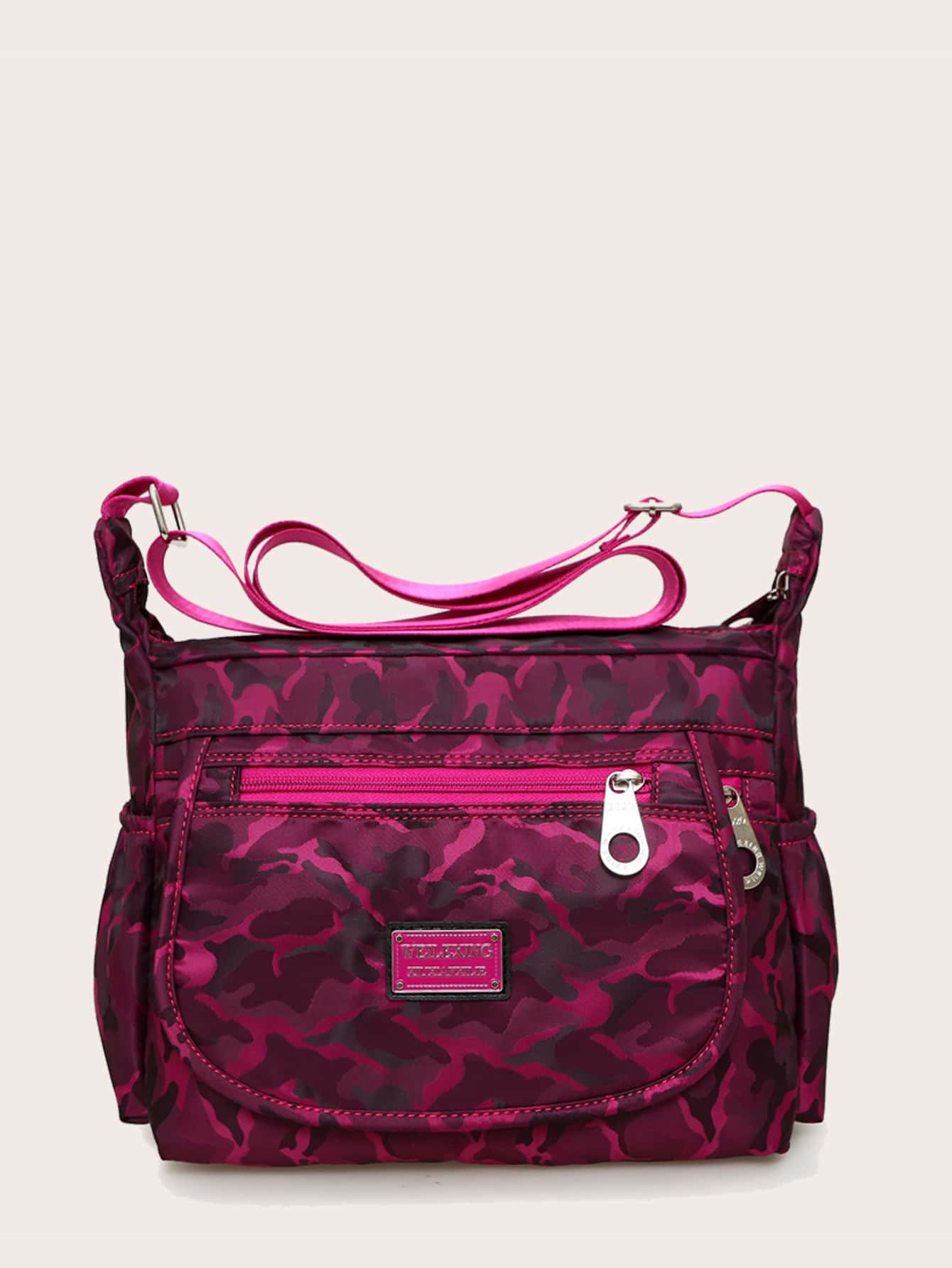 Camo Graphic Zip Front Crossbody Bag