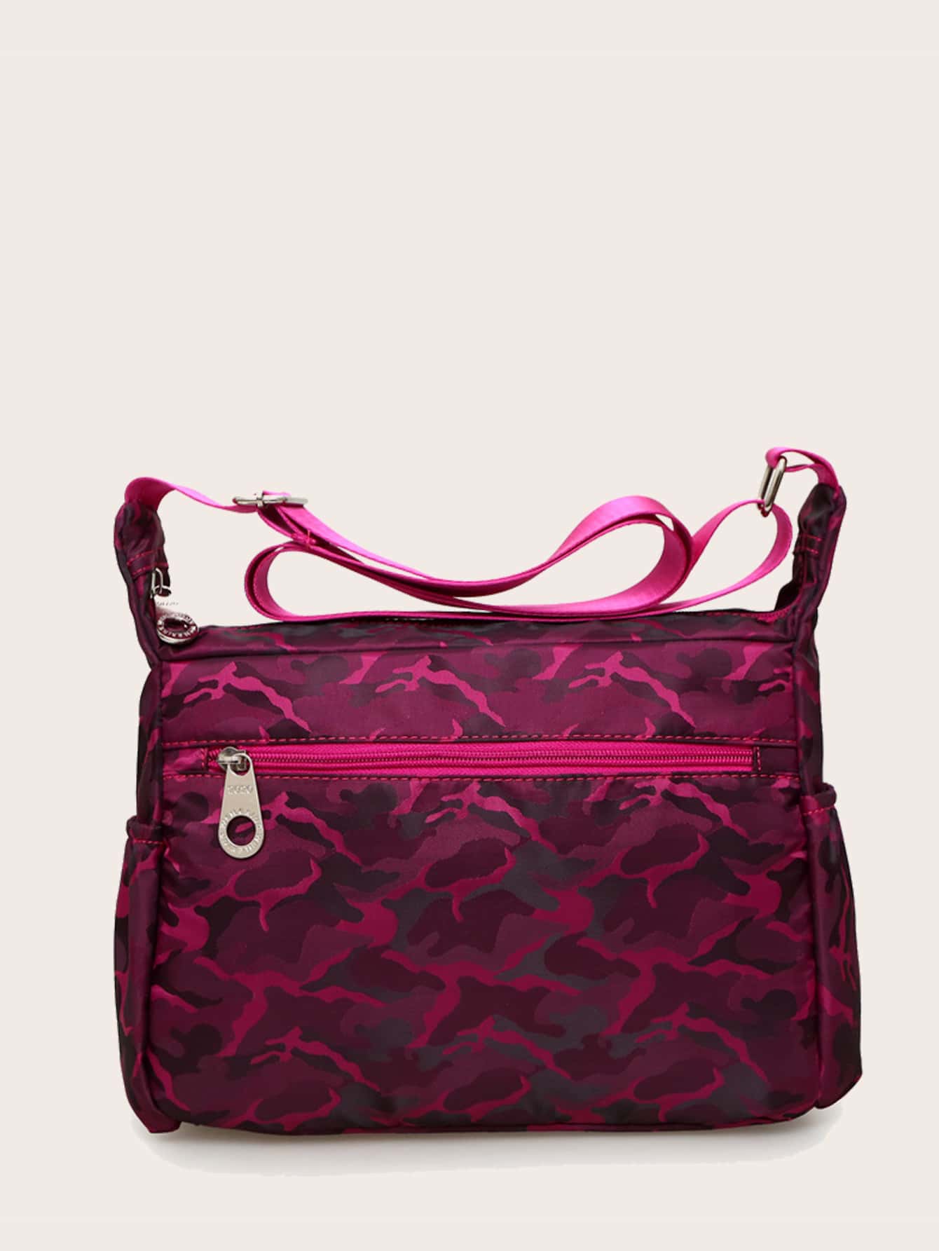Camo Graphic Zip Front Crossbody Bag