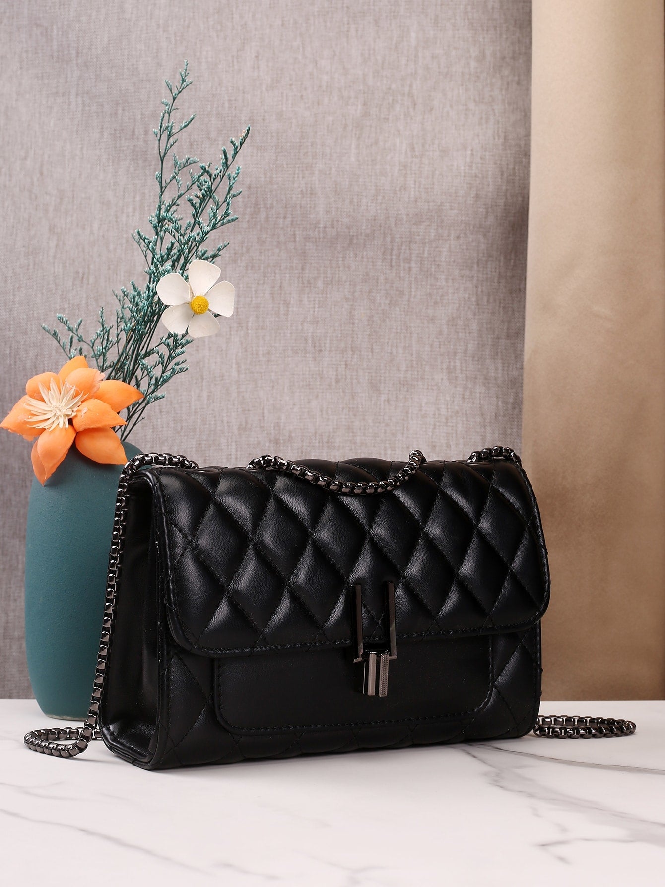 Quilted Flap Chain Bag