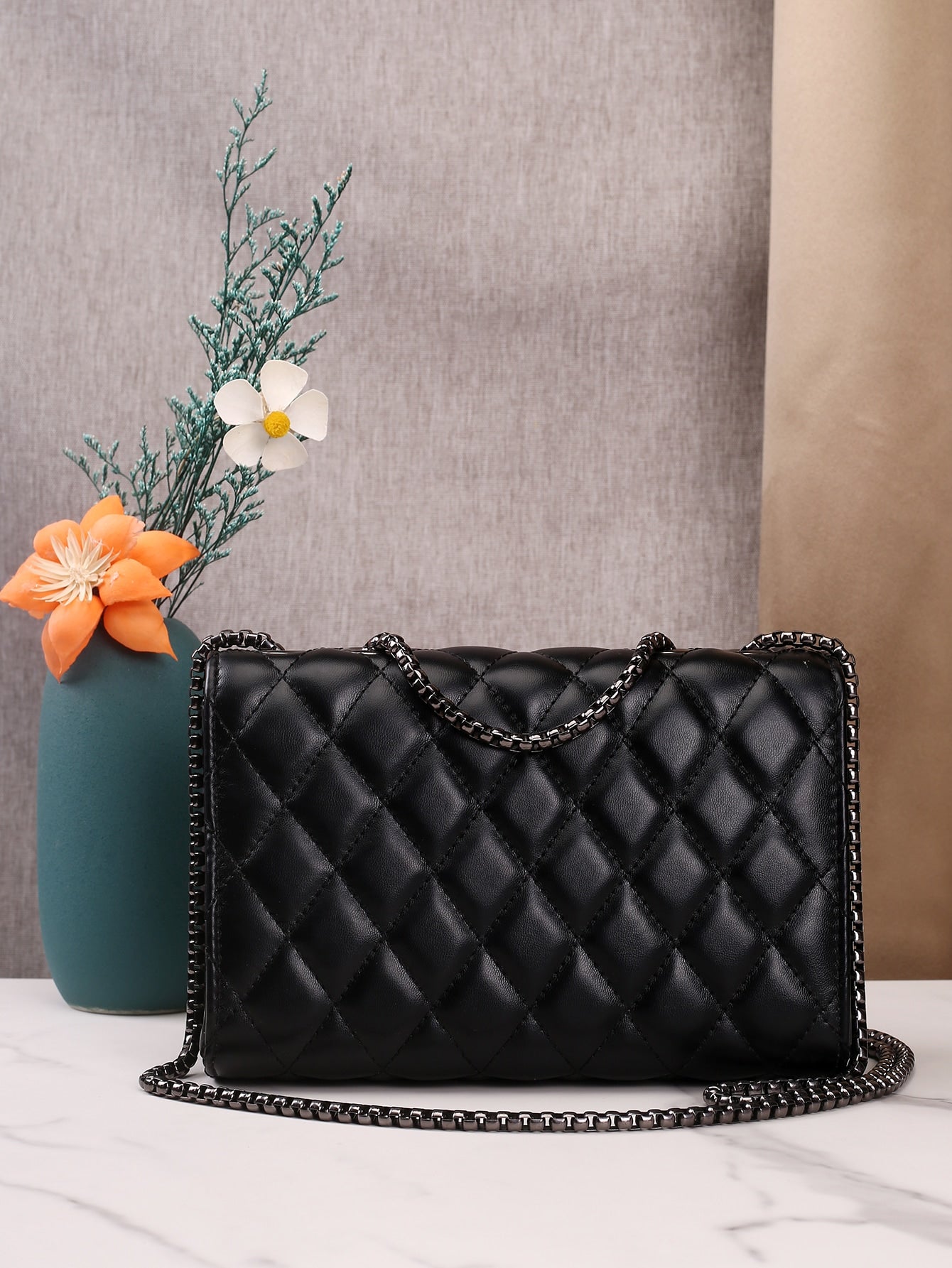 Quilted Flap Chain Bag