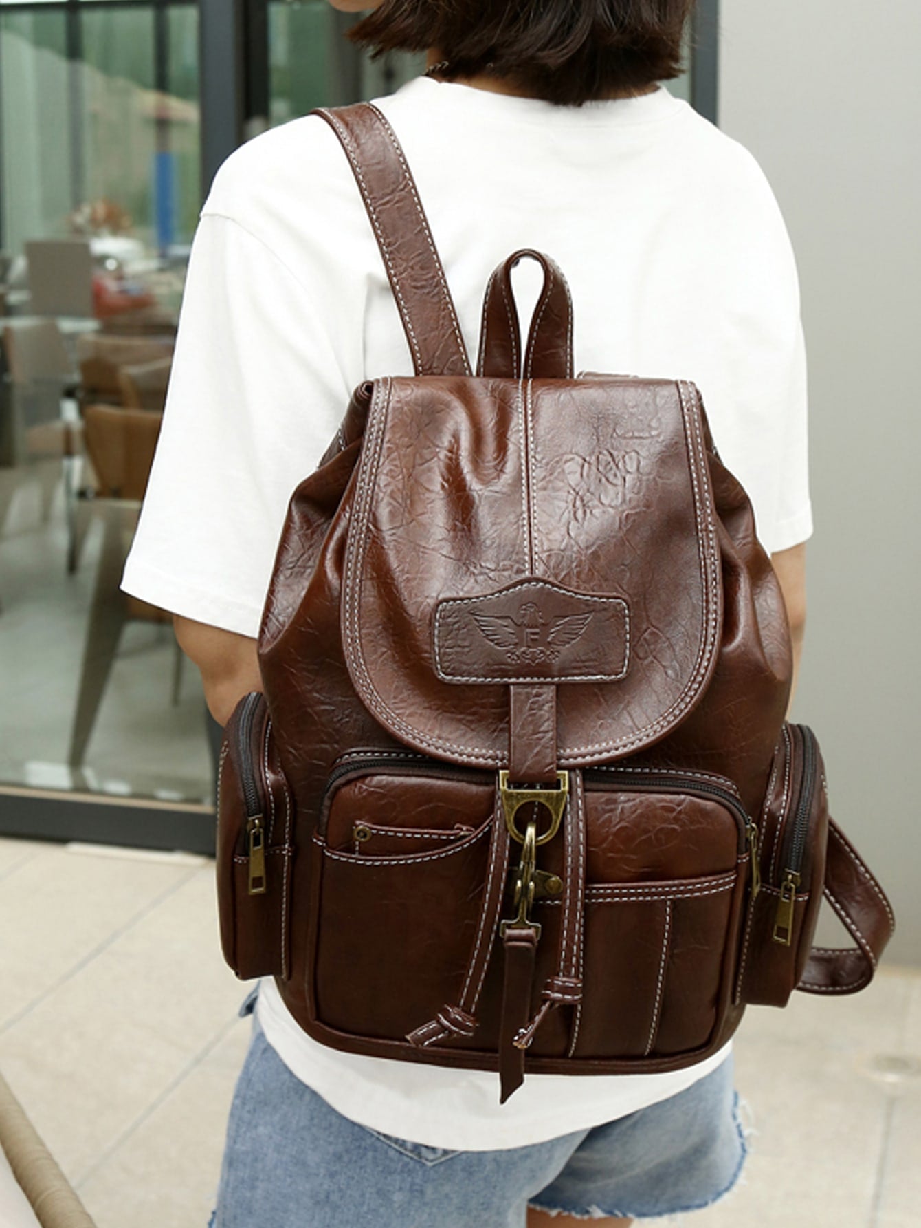 Vintage Design Flap Backpack