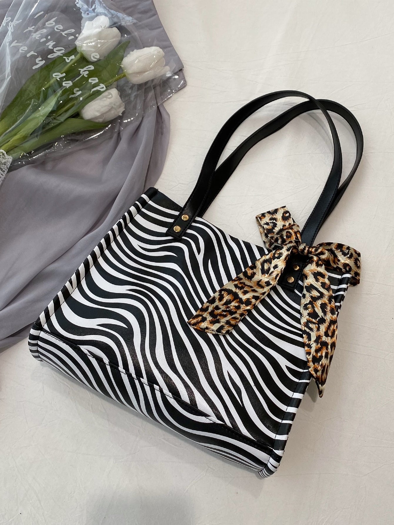 Zebra Striped Tote Bag