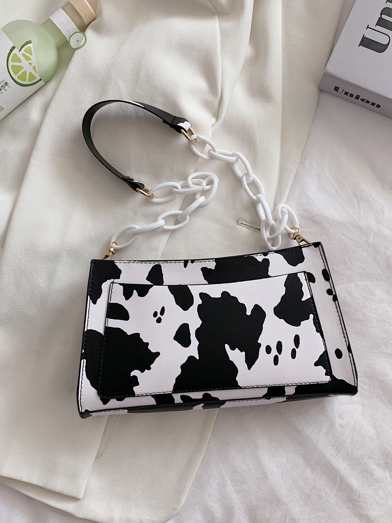 Cow Print Chain Shoulder Bag