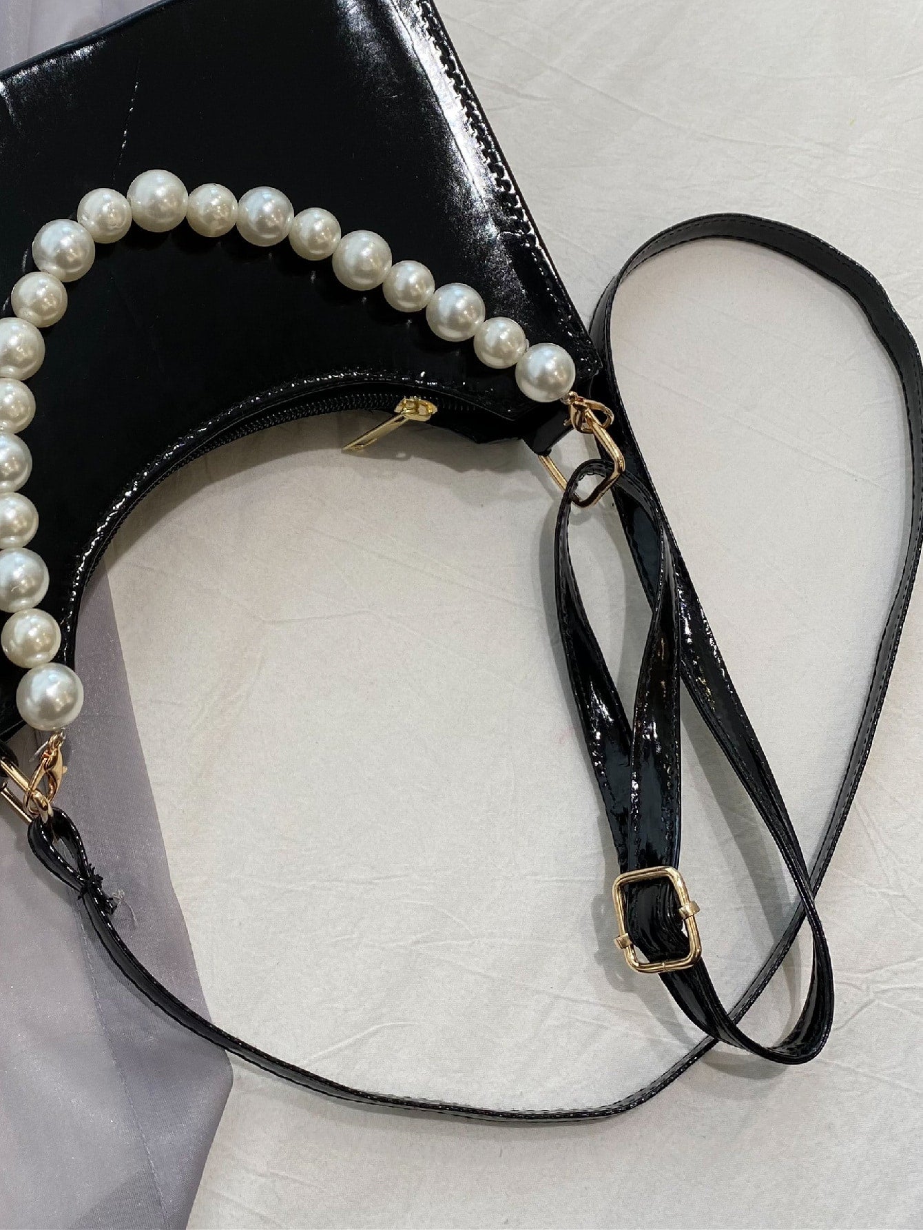 Faux Pearl Handle Shoulder Bag