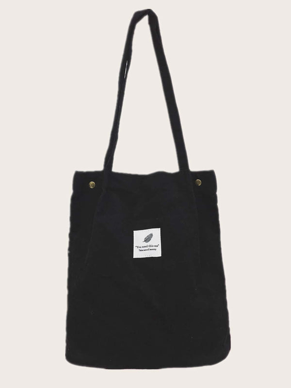 Letter Patch Tote Bag