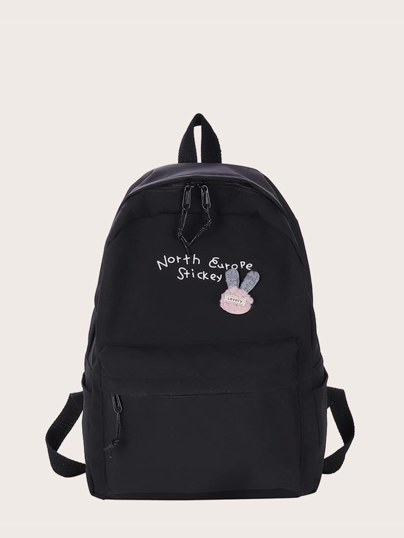 Letter Graphic Cartoon Patch Backpack