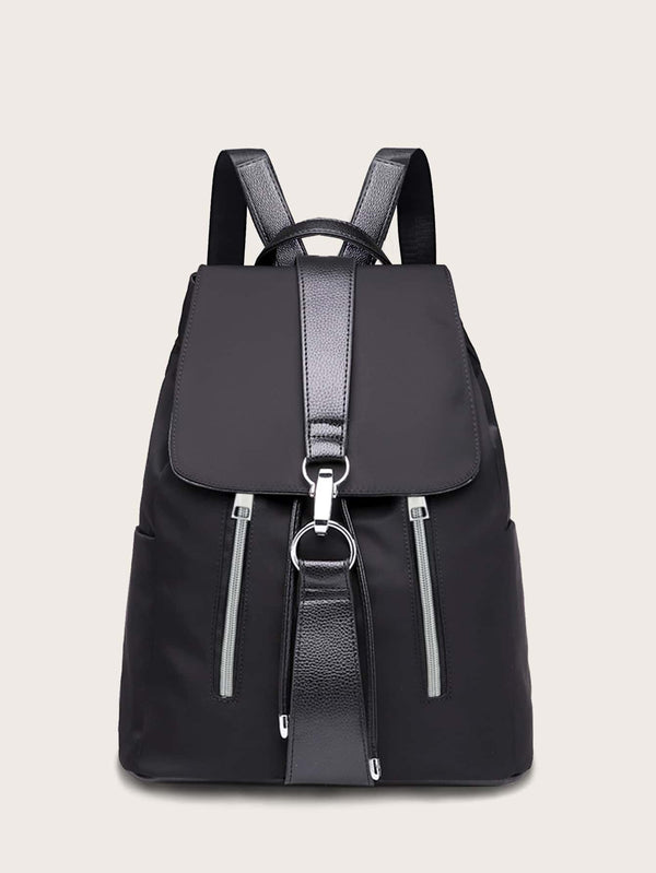 Double Zip Front Flap Backpack