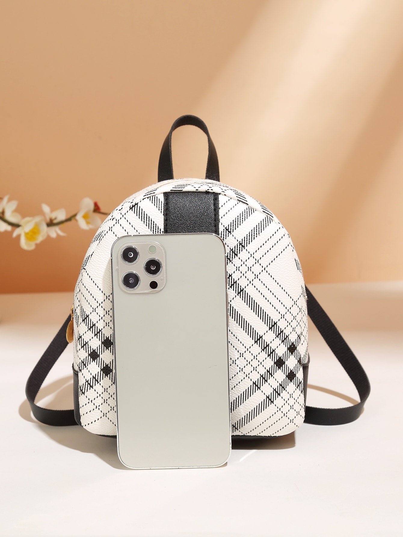 Bow Decor Plaid Pattern Backpack