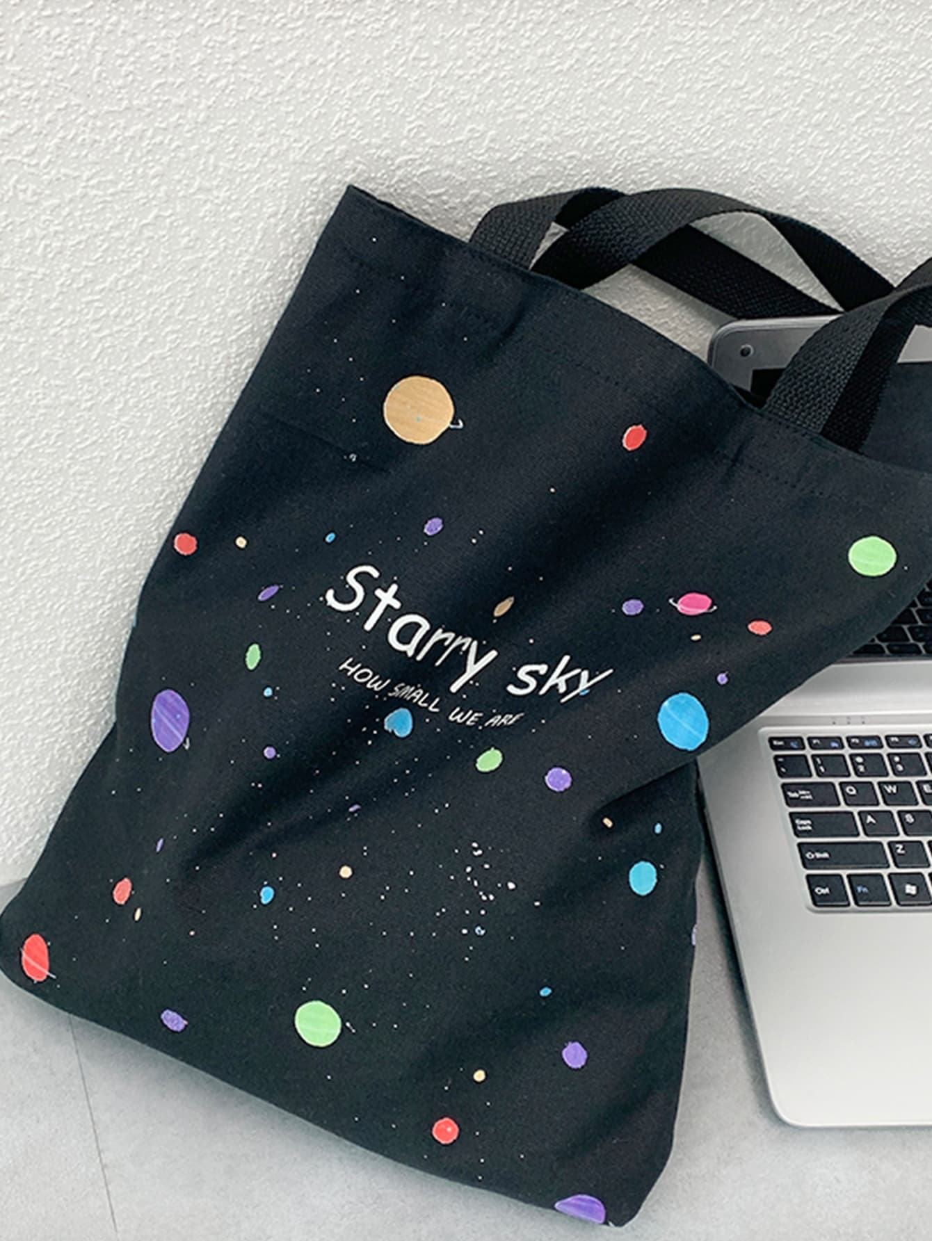 Planet & Letter Graphic Shopper Bag
