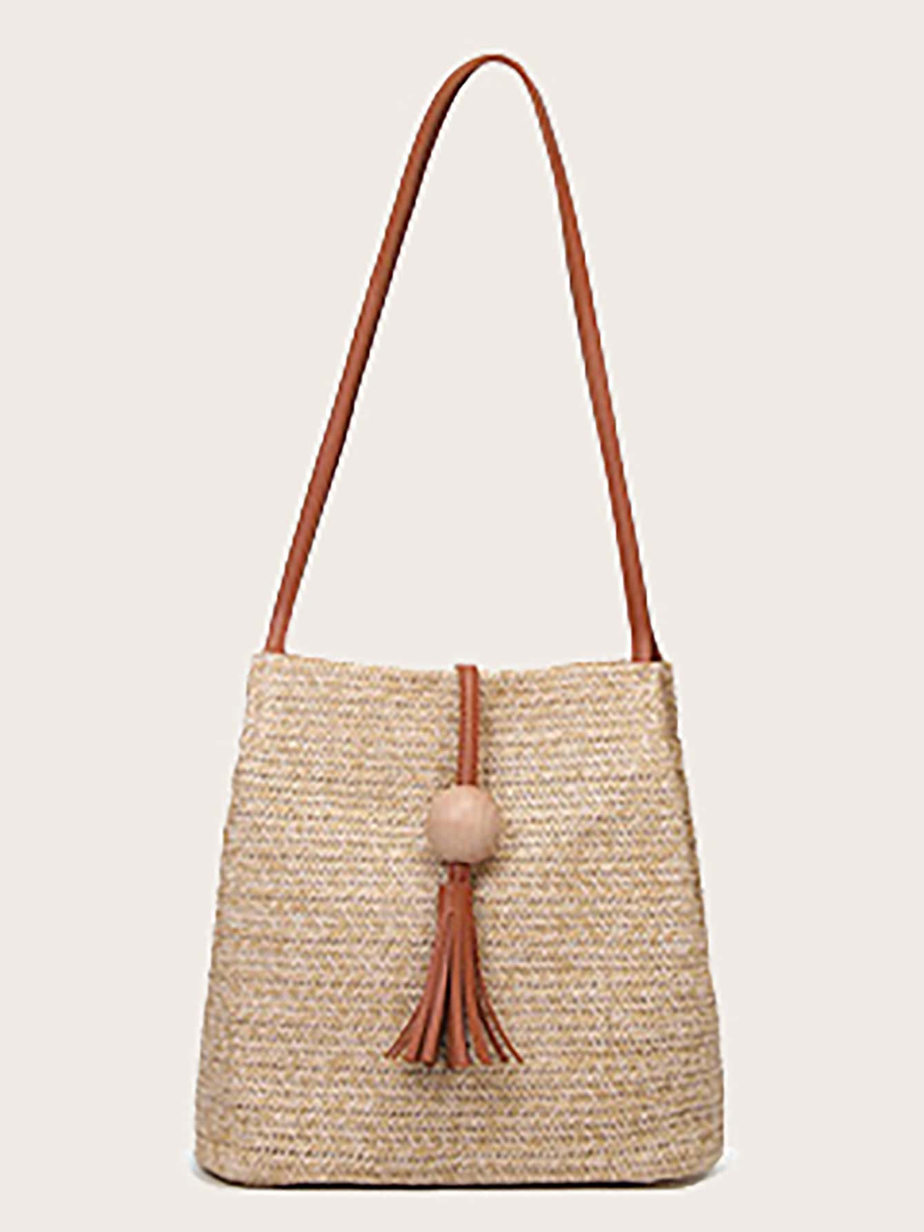 Tassel Decor Straw Bag