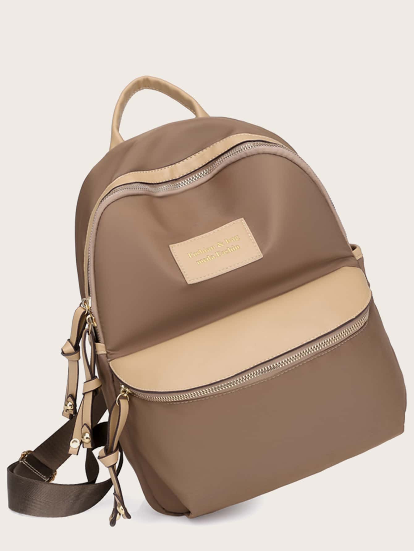 Two Tone Pocket Front Backpack