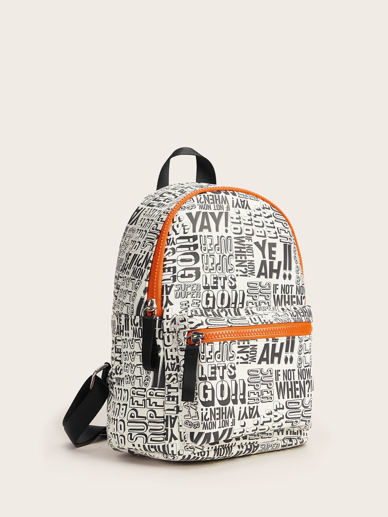 Letter Graphic Pocket Front Backpack