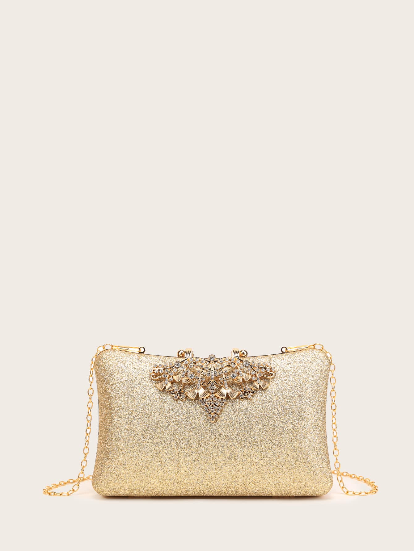 Rhinestone Decor Glitter Clutch Bag