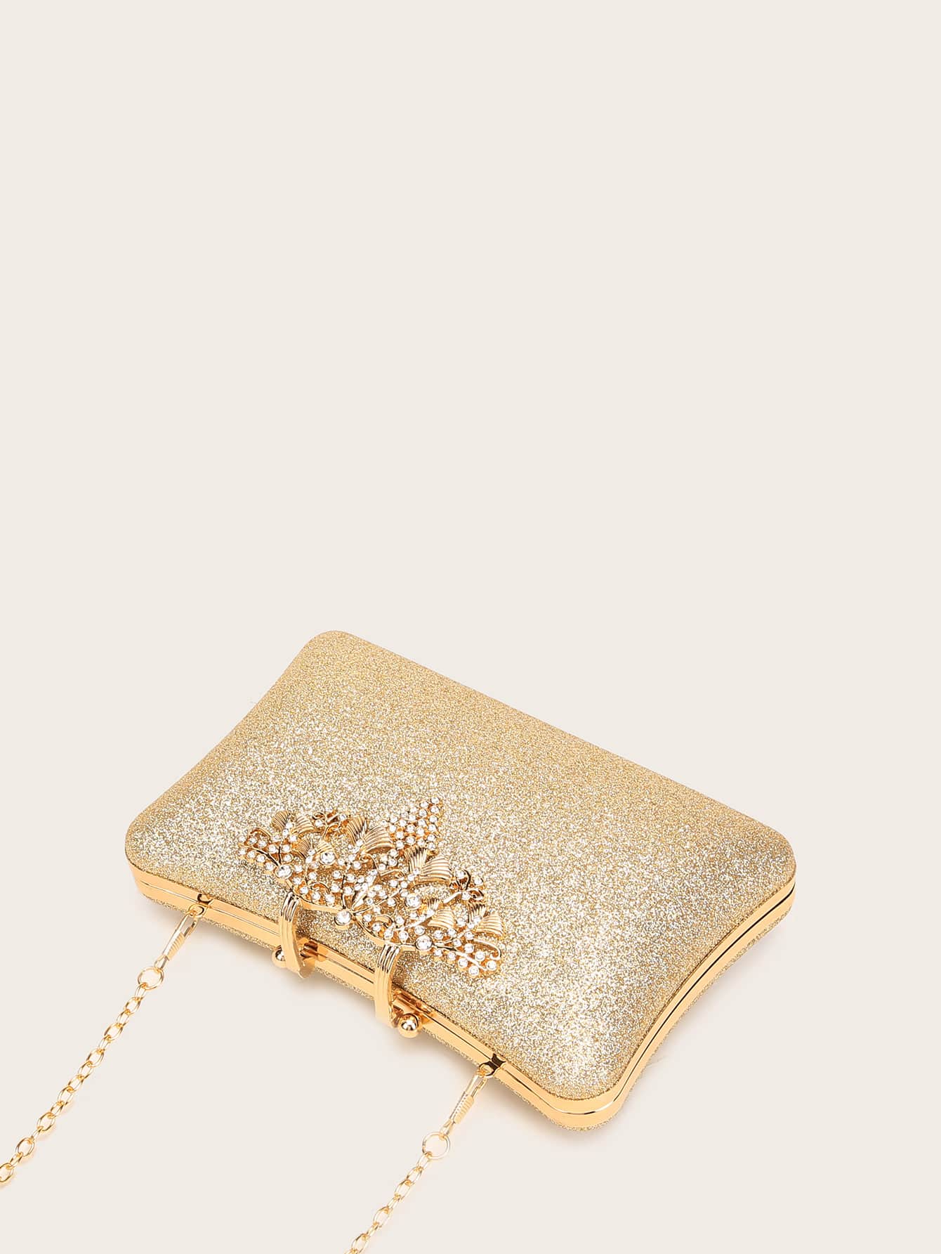 Rhinestone Decor Glitter Clutch Bag
