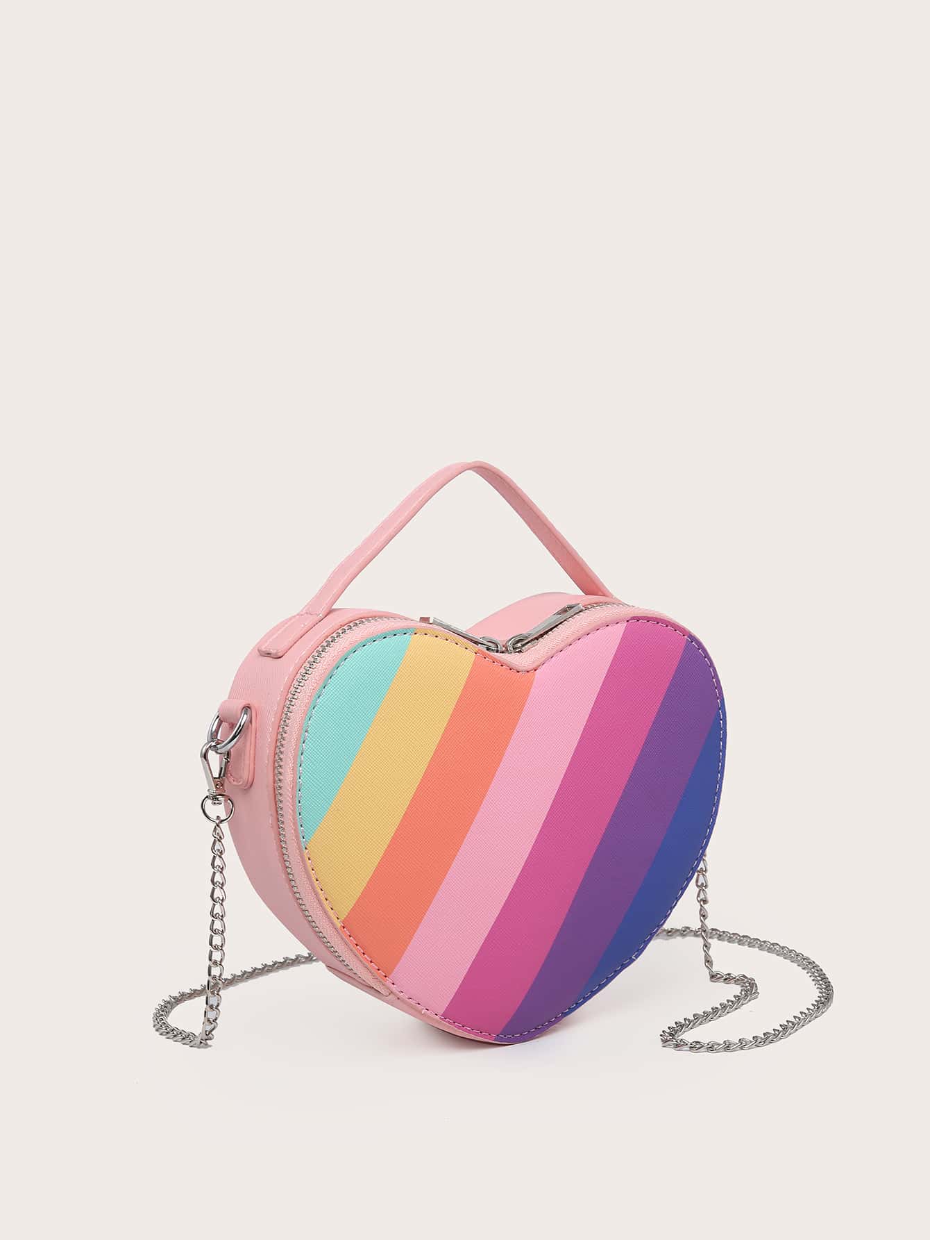 Colorful Striped Pattern Chain Satchel Bag