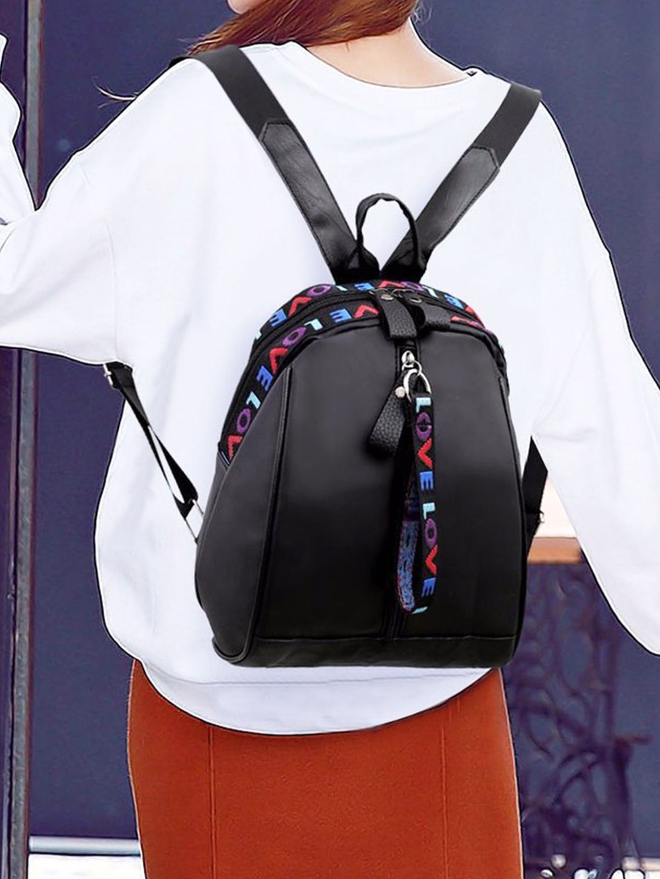 Letter Tape Decor Backpack