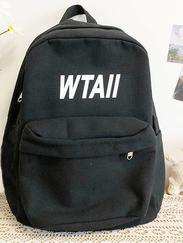Slogan Graphic Large Capacity Backpack