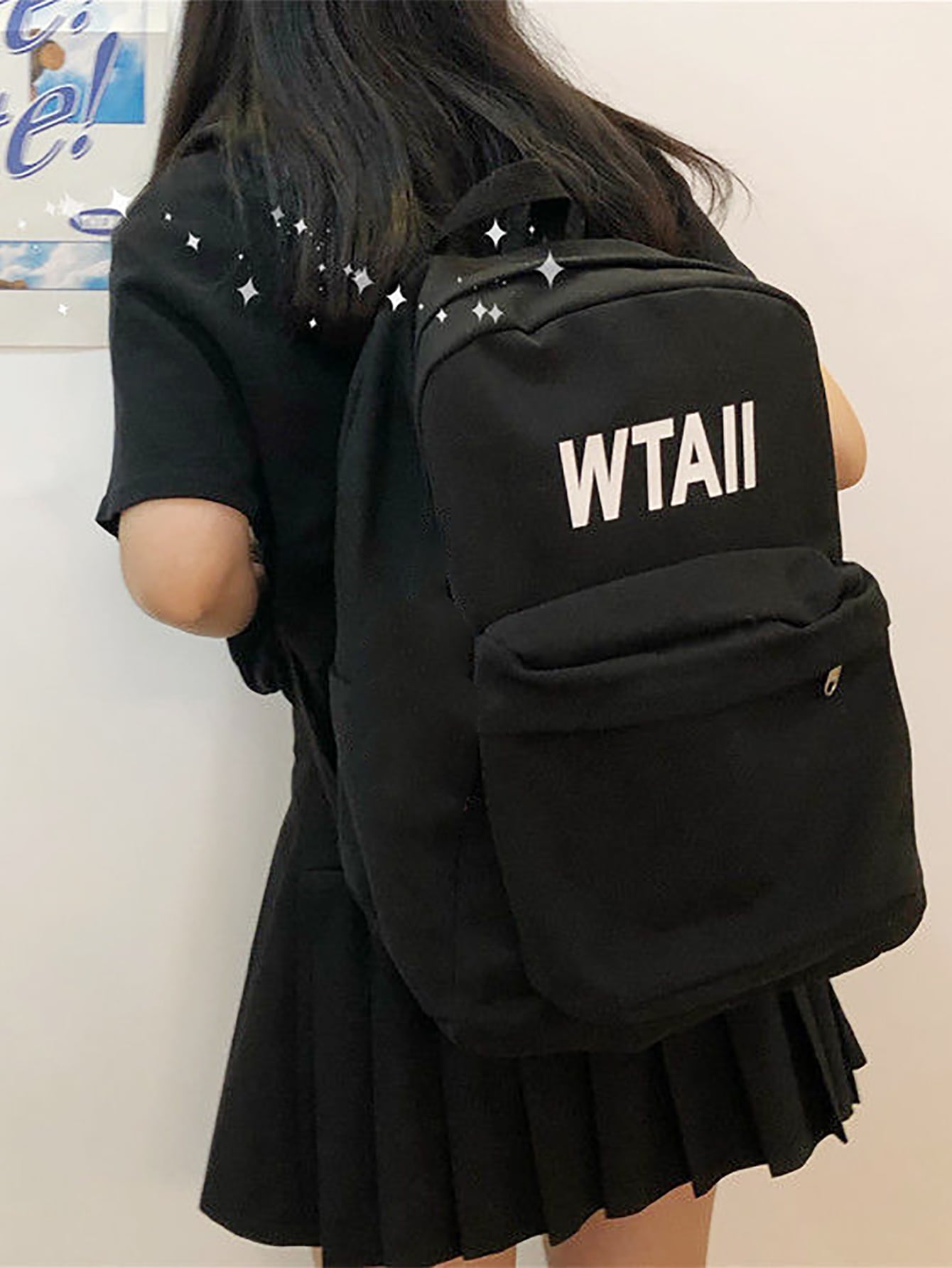 Slogan Graphic Large Capacity Backpack